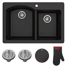 Maybe you would like to learn more about one of these? Kraus 33 Inch Dual Mount 60 40 Double Bowl Granite Kitchen Sink In Black The Home Depot Canada