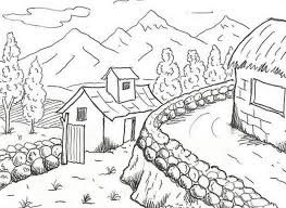 Lanjut pada gambar kedua, ada sebuah gambar pemandangan tanpa warna yang sangat indah dan siap untuk diwarnai, ada sebuah gambar pemandangan gunung, yang terdapat danau, burung bangau dan beraneka macam bungan dan seekor burung kecil. Gambar Kehidupan Gambar Pemandangan Indah Yang Belum Diwarnai