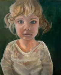 Oil painting of couple with gold leaf