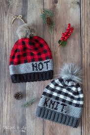 its not knit crochet buffalo plaid hat free crochet