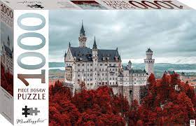 The puzzle is approximately 26.25 inches by 18.75 inches. Mindbogglers Series 14 Neuschwanstein Castle Germany 1000 Piece Jigsaws Adults Hinkler