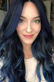 The thicker the better for this highlighted look. The Magical Power Of Blue Black Hair And What You Should Know About It