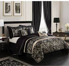 Black And Gold California King Comforter Set Nanshing Mollybee 7 Piece Comforter Set Black California King Bedding Comforter Sets Full Comforter Sets Pattern Comforters
