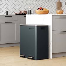 Simplehuman 58l dual compartment trash and recycling unboxing review. Gray Dual Trash Can For Sale Home Storage Organization Songmics