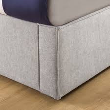 This classic upholstered platform bed features a square stitched headboard and low profile footboard style frame, with wood slats and exposed feet for the dark grey square stitched upholstery adds softness and provides a classic framework for your mattress. Priage By Zinus Light Grey Platform Bed Frame With Usb Overstock 32038780