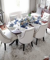 Then clip the ends together with a white butterfly ornament. Elegant Fall Table Settings With A Blue And White Palette Setting For Four