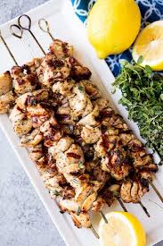 Grilled Lemon Herb Chicken Thigh Skewers Recipe Lemon Herb Chicken Grilled Chicken Recipes Poultry Recipes