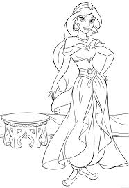 Jasmine with rajah coloring page. Princess Jasmine Coloring Pages For Kids Coloring4free Coloring4free Com