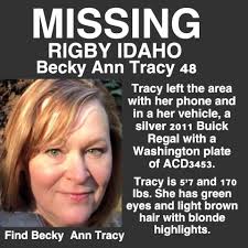 Update- She was located On July 24, 2020 at 2:40 PM Officers responded to a  report of a missing person in Rigby. The missing person was identified as  Becky Ann Tracy. Officers