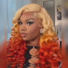 Zlike 613 Blonde Ombre Highlight Ginger Orange 13x4 Transparent Lace F