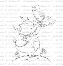 Digital stamps / line art. Dragon With Butterfly Card Making Digital Stamp Digi Stamp Etsy In 2021 Digital Stamps Digi Stamp Cute Dragon Drawing