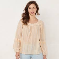 womens lc lauren conrad shirred peasant top products in