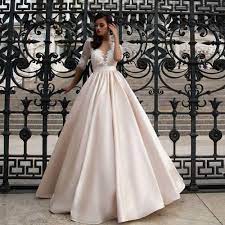 Satin ball gown wedding dress with pockets. New Champagne Satin Ball Gown Wedding Dresses With Pocket Half Sleeve Back Illusion Princess Bridal Gowns Vestido De Noiva Wedding Dresses Aliexpress