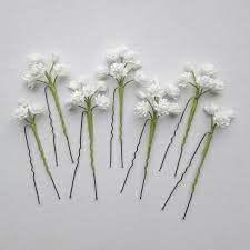 White Bridal Flower Hair Pins Wedding Flower Hair Pins White Gypsophila Flower Hair Pi Flower Hair Accessories Bridal Flower Hair Pins Flower Hair Pins Wedding