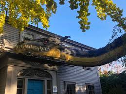 Check out some of the top halloween decorations for 2021. There S A Gigantic Dragon Crawling On This Home S Roof