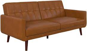 Metal, wood, and exposed or when you buy a tan stockholm faux leather sofa online from temple & webster in australia, we make it as. Amazon Com Dhp Nia Upholstered Modern Adjustable Sofa Bed And Couch Camel Faux Leather Futon Furniture Decor