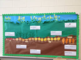 Interactive Vegetable Garden Bulletin Board Preschool Art Activities Garden Bulletin Boards School Library Displays