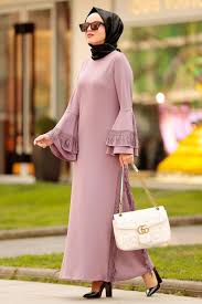 Nayla Collection Volan Kol Lila Tesettur Elbise 4260lila Tesetturisland Com Elbise Elbise Modelleri Islami Giyim