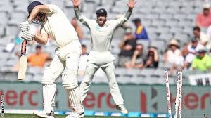 Stock length ball, outside off stump on the front foot defending, hit pad to second slip for no runs, fielded by taylor. England 58 All Out As New Zealand Dominate First Test In Auckland Bbc Sport
