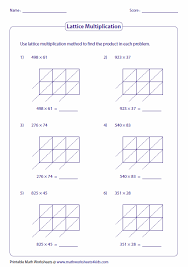 Lattice Multiplication Worksheets And Grids Lattice Multiplication Multiplication Multiplication Worksheets