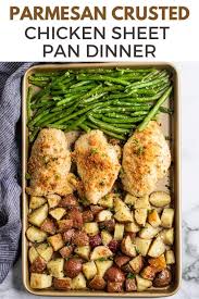 Parmesan Crusted Chicken Sheet Pan Dinner Recipe In 2020 Sheet Pan Dinners Sheet Pan Dinners Chicken Sheet Pan Meals Chicken