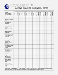 Daily Behavior Chart Middle School Behavior Charts For
