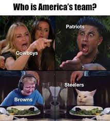 Former oklahoma wide receiver ceedee lamb is coming off a solid rookie season where he posted 74 catches for 935 yards and. Who Is Americas Team Cowboys Patriots Browns Steelers Meme Memezila Com
