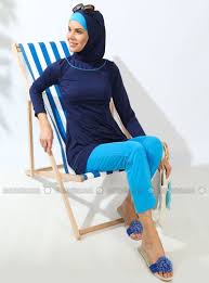 Full Off Swimwear Blue Covered Swimsuits Modanisa Mayolar Moda Stilleri Moda