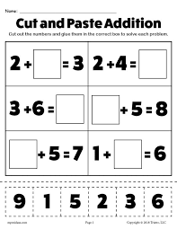 printable cut and paste addition worksheet supplyme