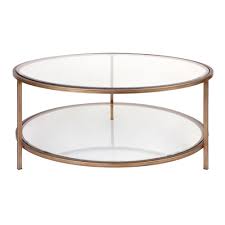 We offer both large and small coffee tables in a range of materials, like wood, metal, and glass, and in multiple shapes—rectangular, square, round, and oval—to fit your space and your style. Cocktail Glass Top Iron Round Coffee Table 100cm Antique Gold