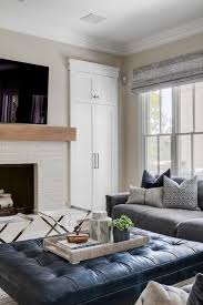 Check spelling or type a new query. Blue Leather Tufted Ottoman Coffee Table With Gray Linen Sectional Transitional Living Room