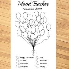 Monthly Mood Tracker Balloons Editable Printable Pdf For Etsy Bullet Journal Mood Tracker Ideas Bullet Journal Mood Bullet Journal Ideas Pages