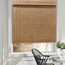 Note that bamboo shades effectively block more light when mounted inside the window frame than outside. Amazon Com Lantime Wood Window Roman Shades Lined Blackout Bamboo Roman Shades Blinds Easy Installation For Home And Garden Pattern 1 Kitchen Dining