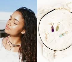 Kiara Outer Banks Fashion Clothes Style And Wardrobe Worn On Tv Shows Shop Your Tv In 2020 Crystal Necklace Shop Outer Banks Bank Fashion