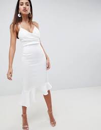 Последние твиты от asos (@asos). Asos Design Vestito Peplo Midi In Tessuto Scuba Con Spalline Bianco From Asos On 21 Buttons