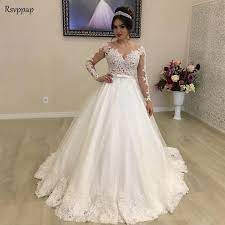 White may be a taboo color to wear to a wedding, but not if you're the bride. Vintage Wedding Dress 2021 Princess Long Sleeve Sheer Beaded Lace Bridal Lace White Tulle Wedding Gowns Wedding Dresses Aliexpress