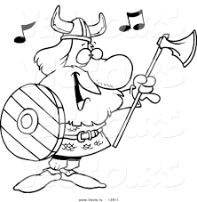 For defense, vikings used large circular shields. Vector Of A Cartoon Male Viking Holding An Ax And Shield And Singing Coloring Page Outline By Toonaday 13911