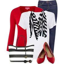 Black And White Striped Dress With Red Shoes Stripes And Stripes Fashion Clothes Casual Outfits