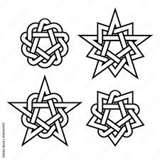 Oriental And Celtic Star Knots Or Abstract Geometry Design Elements Isolated On White Background Outline Tattoo Symbols Set Vector Illustration Stock Vector Adobe Stock