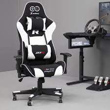Qualité supérieure de chaise de bureau gamer avec look siège. Chaise Gamer Fauteuil De Bureau Gaming Racer 44 54 Cm Noir Blanc Style Racing Fonction De Basculement 2 Coussins Cdiscount Maison