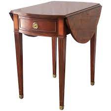 Baker Furniture Mahogany And Inlaid Satinwood Drop Leaf Side Table Side Table Baker Furniture Satinwood