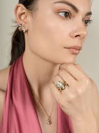 Trio gold diamond hoops by E F Studios from EF Studios