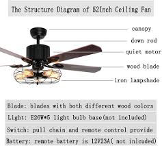 Shop the top 25 most popular 1 at the best prices! Ceiling Fans Accessories 42inch Luxurefan Retro Industrial Ceiling Fan Light For Restaurant Living Room With Create Iron Cage Cover Pull Chain Remote And 5 Reversible Wood Leaves Lighting Ceiling Fans