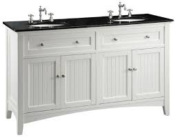 Brayden 60″ white double sink vanity. Adelina 60 Inch Cottage White Double Sink Bathroom Vanity Black Galaxy Granite Counter Top
