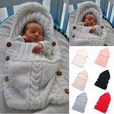 10 52 Newborn Baby Sleeping Bag Winter Warm Wool Knitted Hoodie Swaddle Wrap Cute Soft Infant Baby Swaddle Blankets Knitted Sleeping Bag Baby Swaddle Wrap