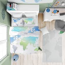 Weltkarte Bettwasche Set Kissenbezug 80x80 Bettbezug 135x200 Cm Weltenbummler Fernweh Landkarte 2 Te Teenager Bettwasche Bettwasche Set Bettwasche
