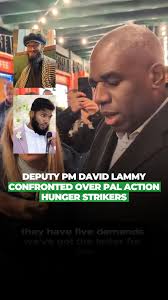 Justice Secretary and Deputy PM David Lammy was confronted by family  members of the imprisoned Palestine Action hunger strikers. , The seven  activists have been hunger striking for 35 days and several ...