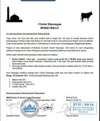 Contoh surat permohonan hewan qurban have an image from the othercontoh surat permohonan hewan qurban it also will include a picture of a kind that might be seen in the gallery of contoh surat permohonan hewan qurban. Contoh Surat Pemberitahuan Iuran Qurban Contoh Surat