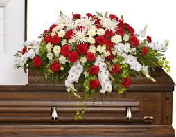 We deliver to funeral homes and cemeteries, traditional chinese funeral flower tributes. Graceful Red White Casket Spray Funeral Flowers In Portales Nm Hestands Floral