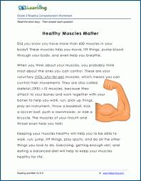 These worksheets will discuss many things that we should be aware of to maintain a safe and healthy environment for our bodies. Healthy Muscles Matter Grade 3 Children S Story K5 Learning